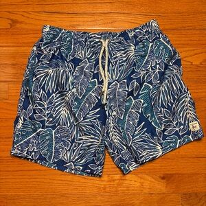 Endless Summer Blue  Leaf‎ Print Swim Trunks Size Large EUC